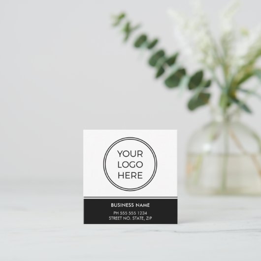 Basic Black Business Logo QR Code  スクエア名刺 (スタンド正面)