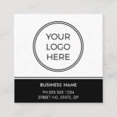 Basic Black Business Logo QR Code  スクエア名刺 (正面)