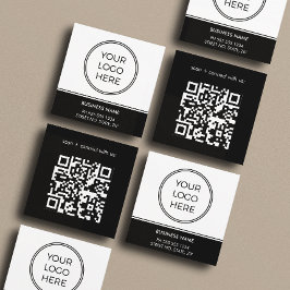 Basic Black Business Logo QR Code  スクエア名刺