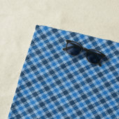 Basic Blue/Baby Blue Gingham Diagonal Plaid ビーチタオル (インサイチュ)