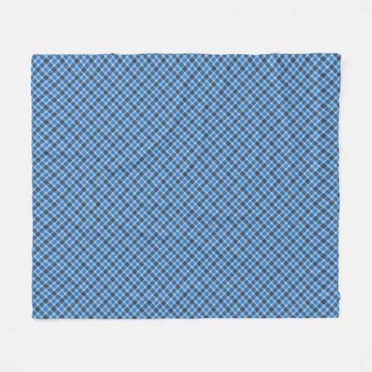 Basic Blue/Baby Blue Gingham Diagonal Plaid フリースブランケット (正面(横))