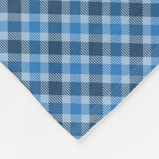 Basic Blue/Baby Blue Gingham Diagonal Plaid フリースブランケット (角)