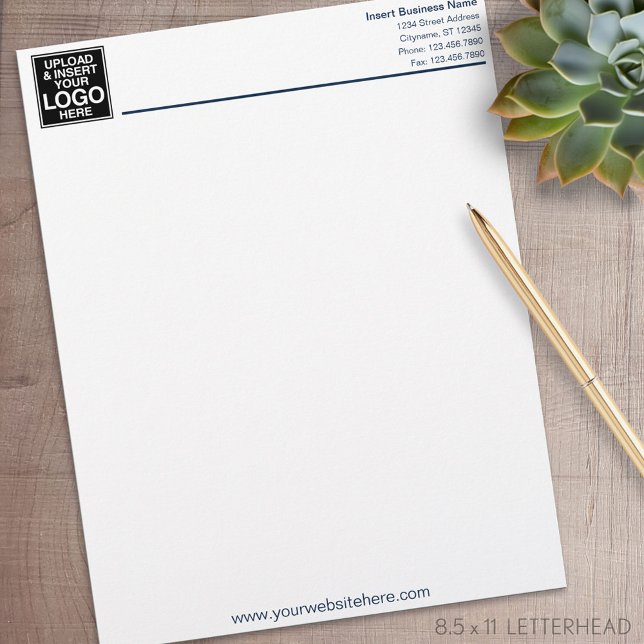 Basic Business Office Letterhead – ネイビーとホワイト レターヘッド (Personalized Letterhead )
