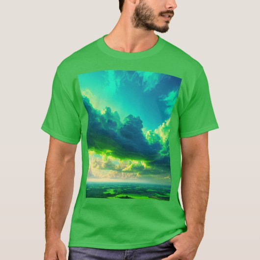 Basic Dark Tees - Surreal Blue & Green Sky Edition Tシャツ (正面)