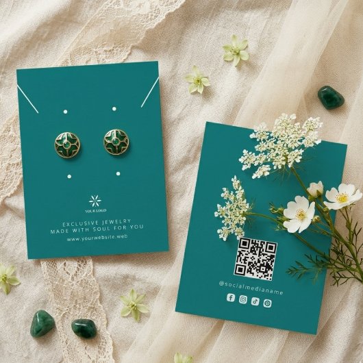 Basic Deep Teal Jewelry Display Logo TMF26 名刺