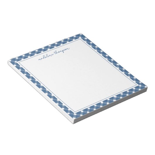 Basic Gingham Light Navy 縁ど Blue  Notepad ノートパッド (アングル)