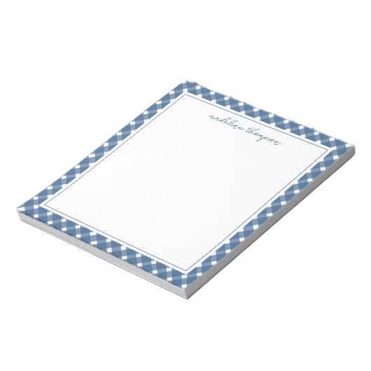 Basic Gingham Light Navy 縁ど Blue  Notepad ノートパッド (回転)