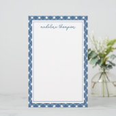 Basic Gingham Light Navy 縁ど Blue Notepad 便箋 (スタンド正面)