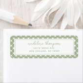 Basic Gingham Sage Green Address Label ラベル (インサイチュ)