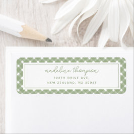 Basic Gingham Sage Green Address Label ラベル