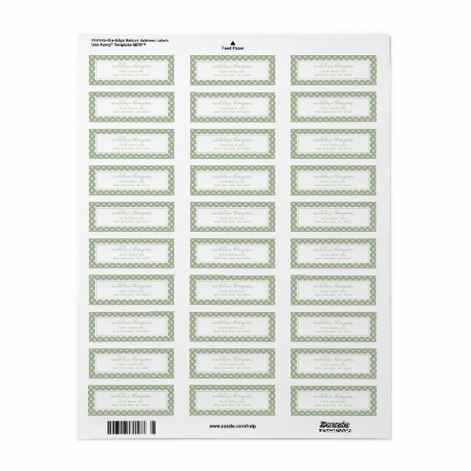 Basic Gingham Sage Green Address Label ラベル (フルシート)
