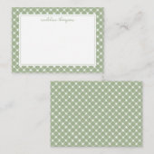 Basic Gingham Sage Green Border ノートカード (正面/裏面)