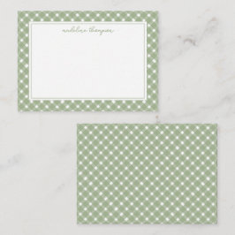 Basic Gingham Sage Green Border ノートカード