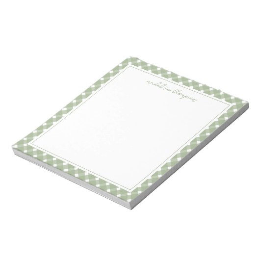 Basic Gingham Sage Green Border Notepad ノートパッド (回転)