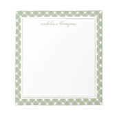 Basic Gingham Sage Green Border Notepad ノートパッド (正面)
