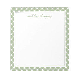 Basic Gingham Sage Green Border Notepad ノートパッド