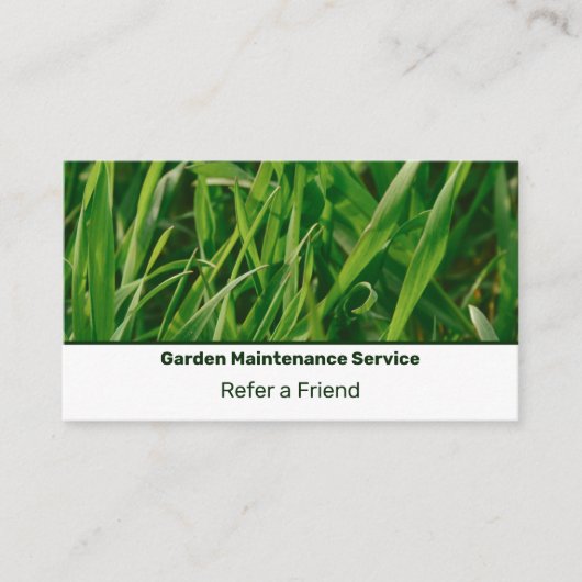 Basic Green & White Custom Image Lawn Service 紹介カード (正面)