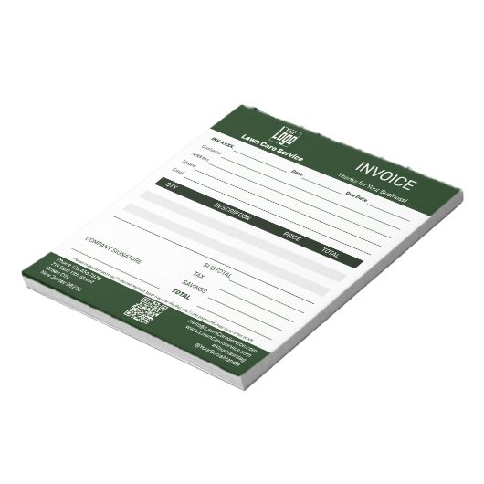 Basic Lawn Care Service Business Invoice Pad ノートパッド (回転)