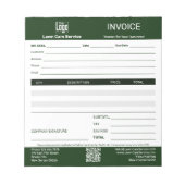 Basic Lawn Care Service Business Invoice Pad ノートパッド (正面)