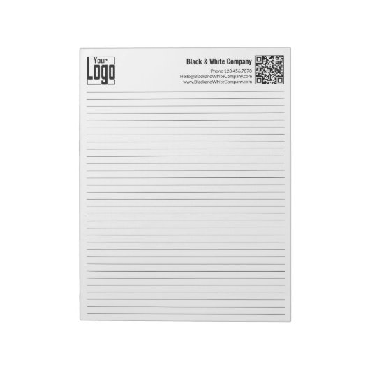 Basic Logo QR-code Black Line College Rule ノートパッド (回転)
