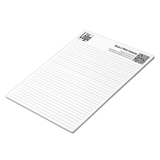 Basic Logo QR-code Black Line College Rule ノートパッド (アングル)