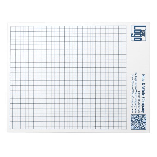 Basic Logo QR-code Blue Grid Graph Calcpad ノートパッド (正面)