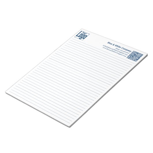 Basic Logo QR-code Blue Line College Rule ノートパッド (アングル)