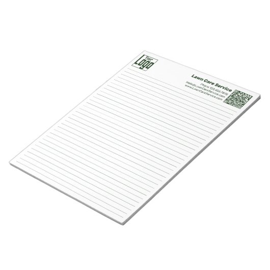 Basic Logo QR-code Green Line College Rule ノートパッド (アングル)