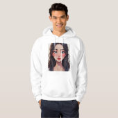 Basic men's sweatshirt with a cartoon-style girl パーカ (正面フル)