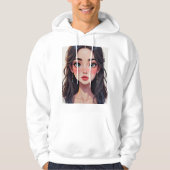 Basic men's sweatshirt with a cartoon-style girl パーカ (正面)