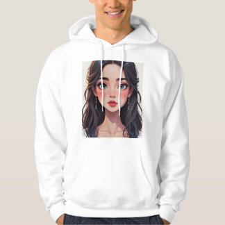 Basic men's sweatshirt with a cartoon-style girl パーカ