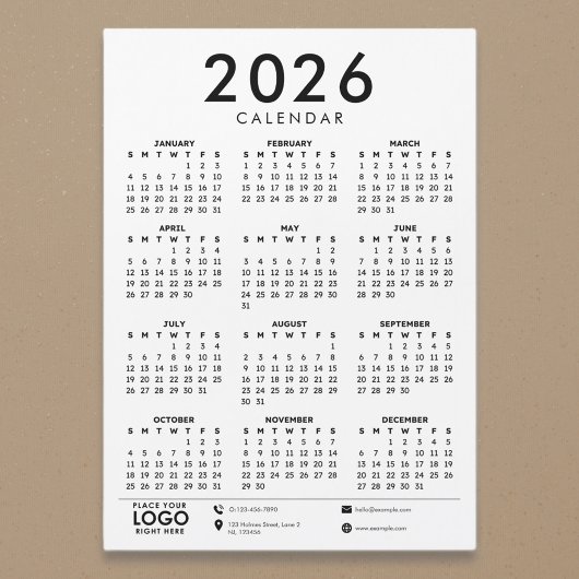 Basic Modern 2026 Corporate Logo Calendar