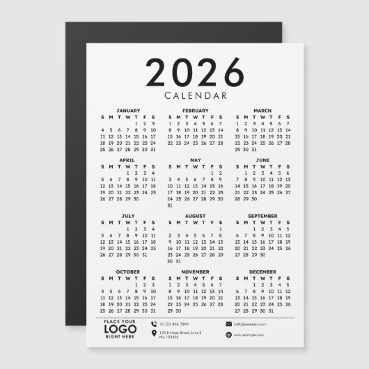 Basic Modern 2026 Corporate Logo Calendar (正面/裏面)
