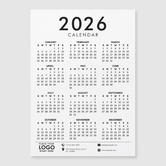 Basic Modern 2026 Corporate Logo Calendar (正面)