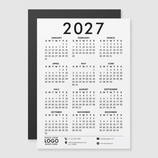 Basic Modern 2027 Corporate Logo Calendar (正面/裏面)