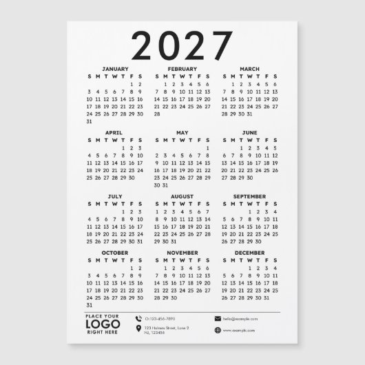Basic Modern 2027 Corporate Logo Calendar (正面)