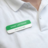Basic Modern Bright Green White Title Pin Magnetic 名札
