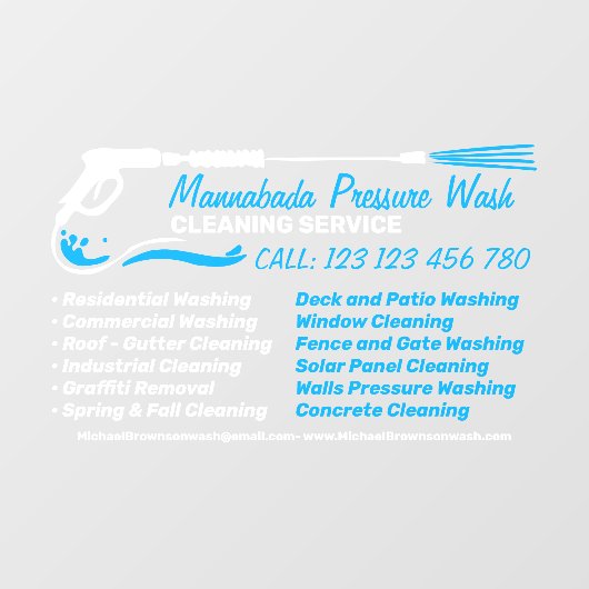 Basic Modern Pressure Washing Power Cleaning ウィンドウサイン (シート)