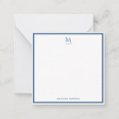 Basic Monogram Navy Blue Border Personalized  ノートカード (正面)