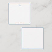 Basic Monogram Navy Blue Border Personalized  ノートカード (正面/裏面)