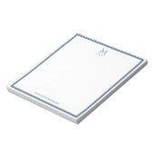 Basic Monogram Navy Blue Border Personalized  ノートパッド (回転)
