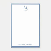 Basic Monogram Navy Blue Border Personalized  ポストイット (正面)