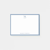Basic Monogram Navy Blue Border Personalized  ポストイット (正面)