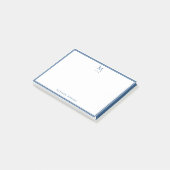 Basic Monogram Navy Blue Border Personalized  ポストイット (アングル)