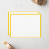 Basic Mustard Yellow Border Personalized  ノートカード (正面/裏面インサイチュ)