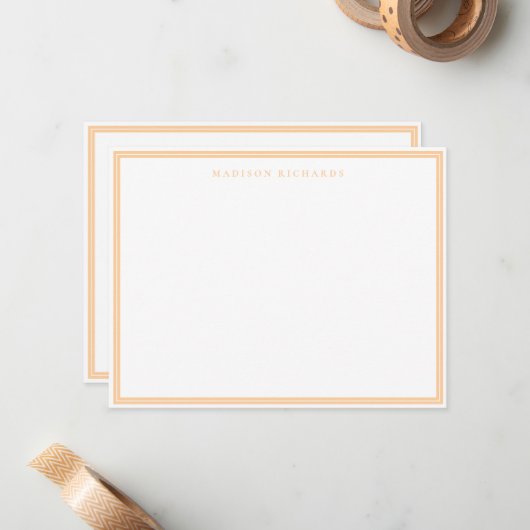 Basic Peach Border Personalized  Note Card ノートカード (正面/裏面インサイチュ)