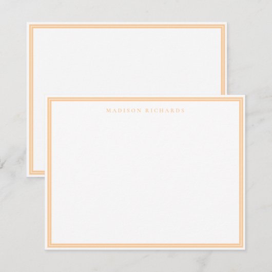 Basic Peach Border Personalized  Note Card ノートカード (正面/裏面)