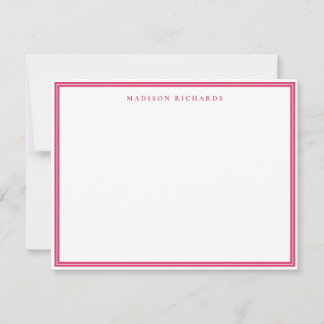 Basic Pink Border Personalized  ノートカード