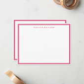 Basic Pink Border Personalized  ノートカード (正面/裏面インサイチュ)