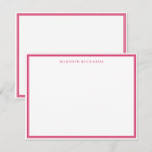 Basic Pink Border Personalized  ノートカード (正面/裏面)